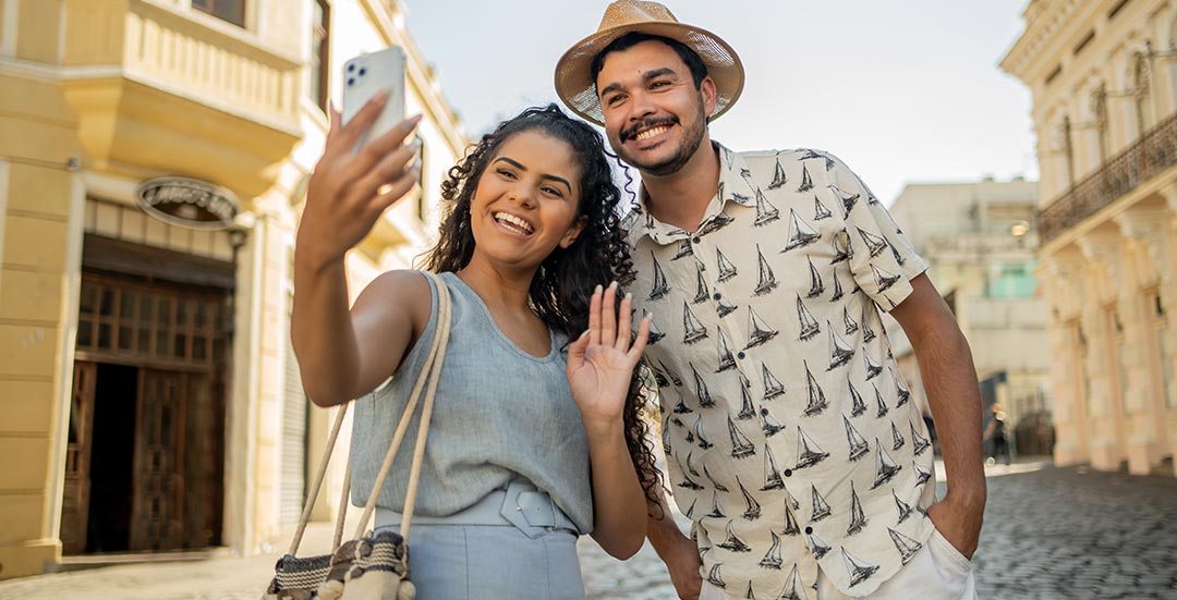 Couple taking selfie